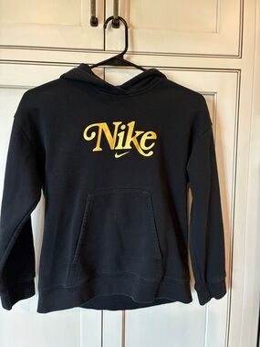 Nike Black Hoodie with Yellow Script Logo